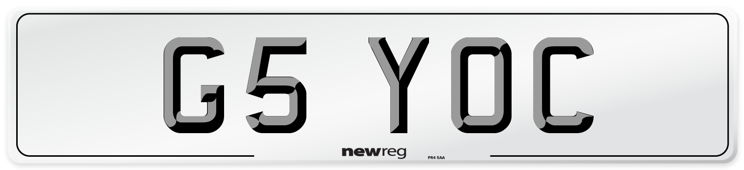 G5 YOC Number Plate from New Reg